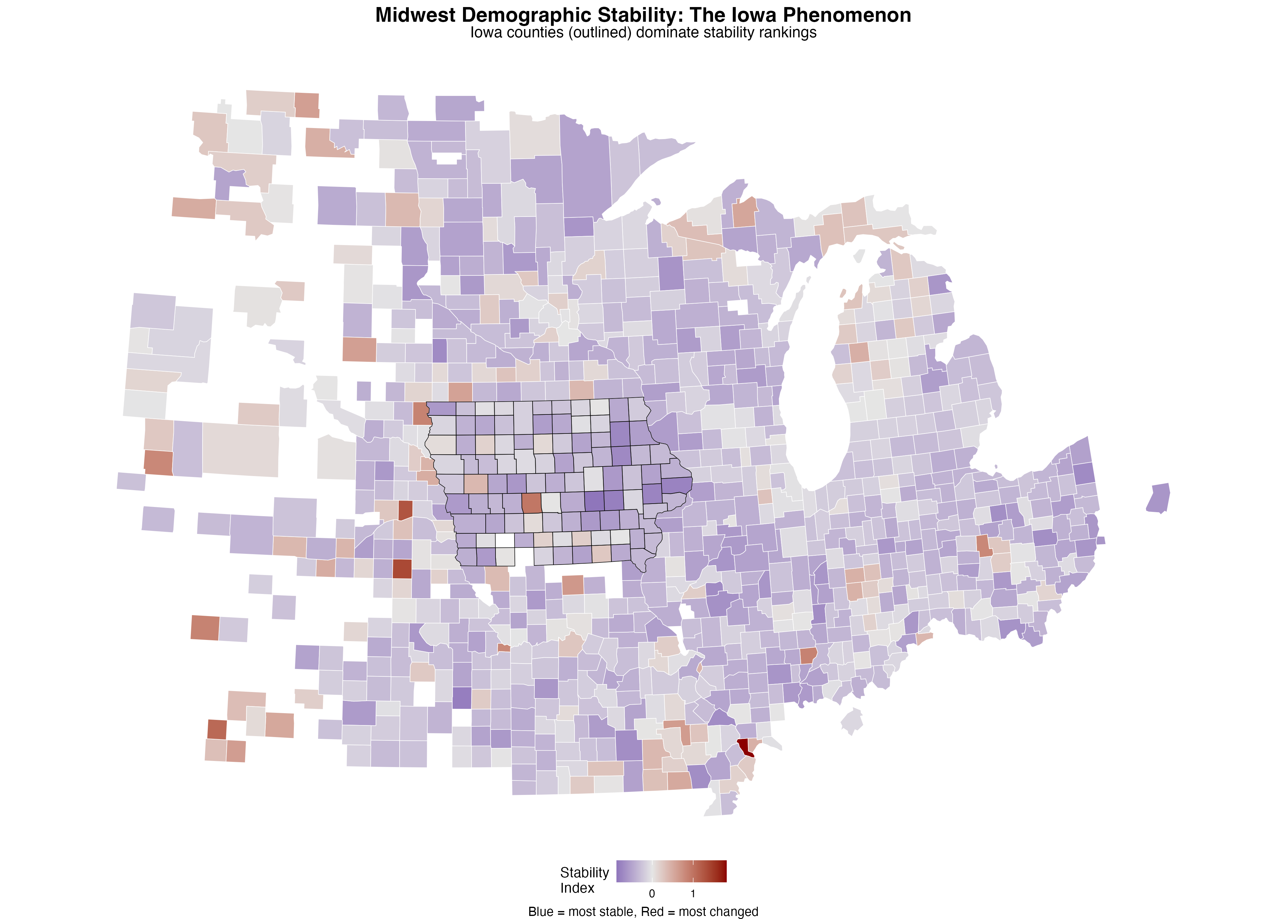 Iowa's dominance in Midwest demographic stability rankings