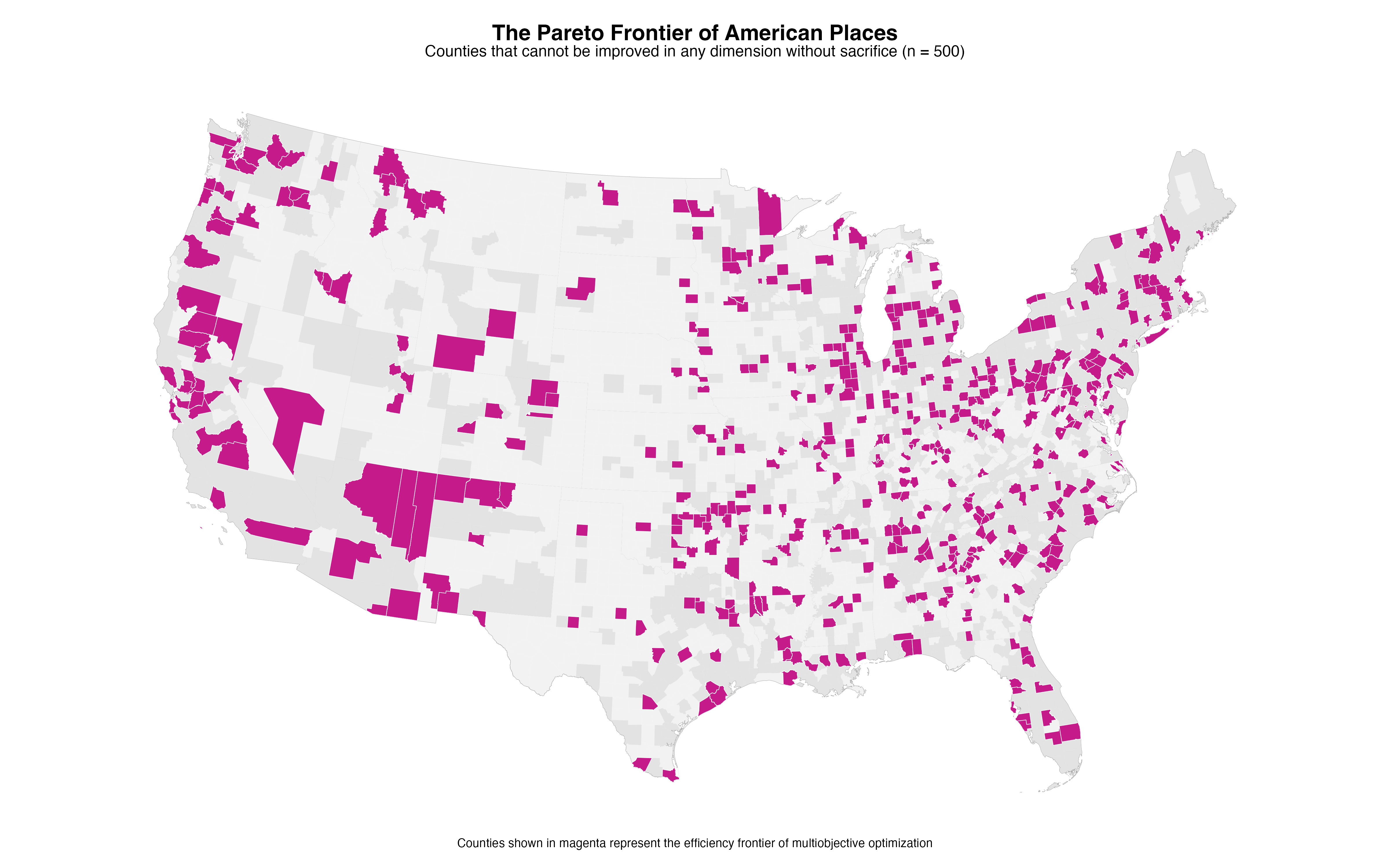 America's Pareto Optimal Counties: The Efficiency Frontier of Demographic Excellence