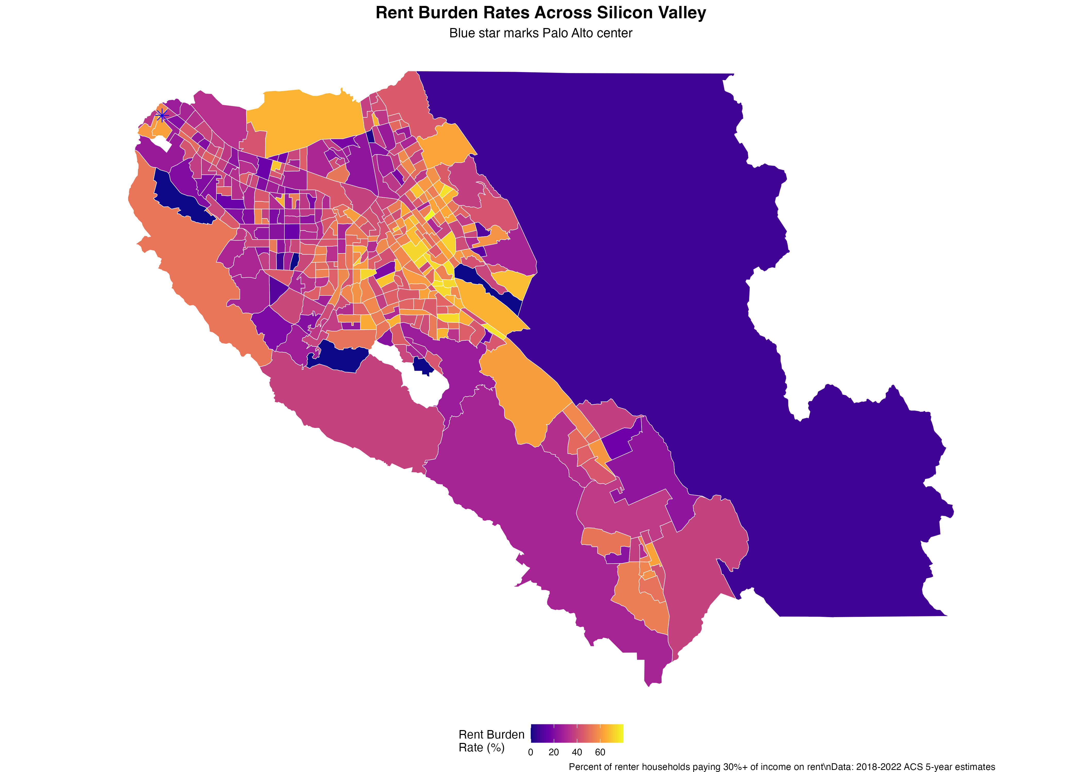 Rent burden concentrates in peripheral areas of Silicon Valley
