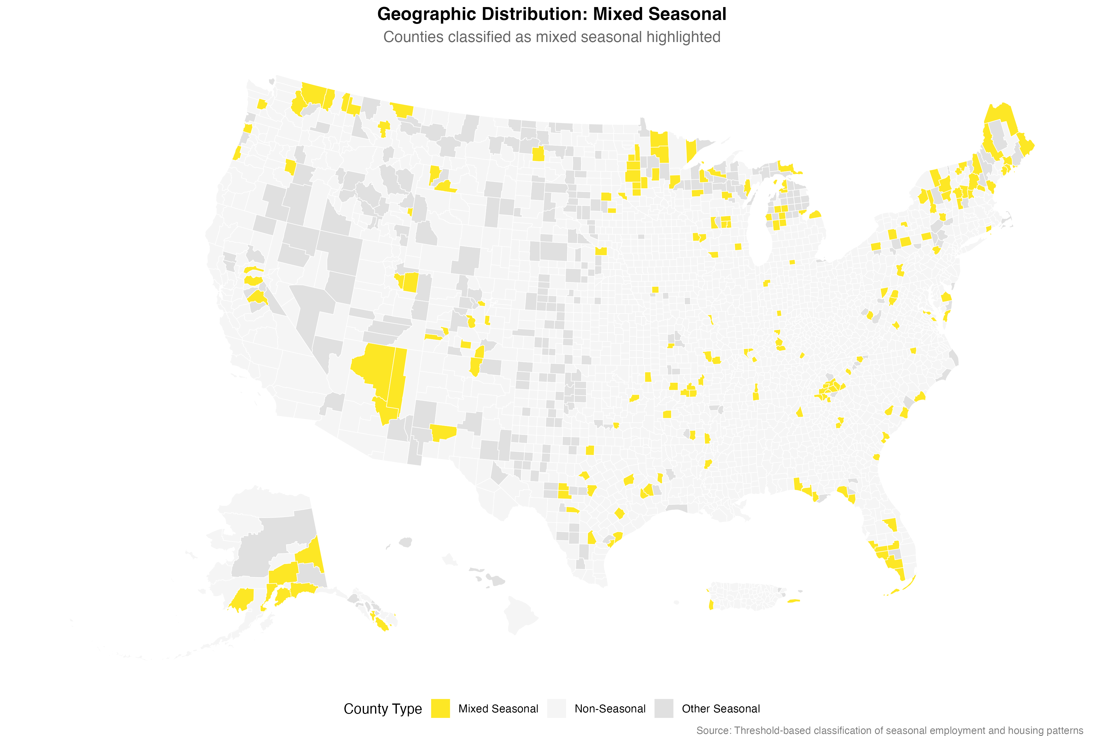 Mixed Seasonal counties represent diverse local seasonal patterns