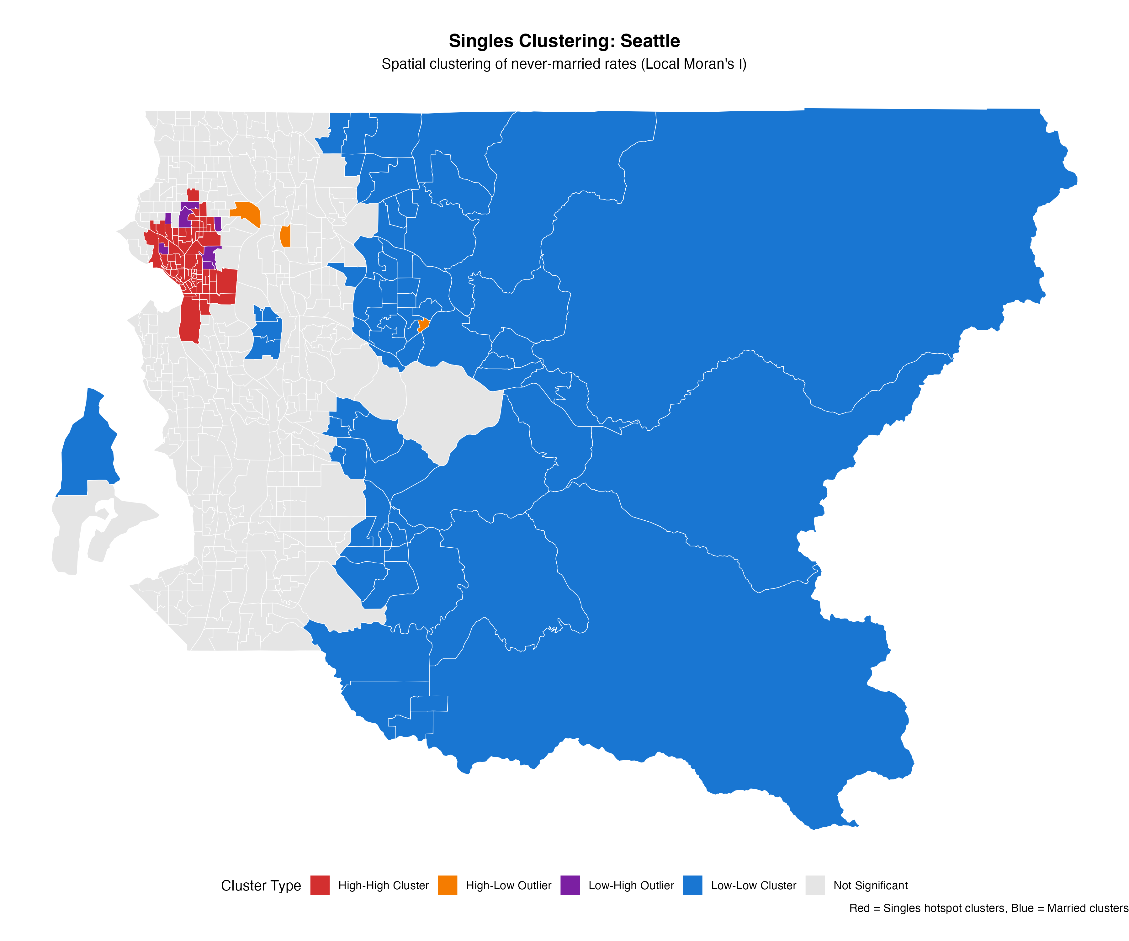 Seattle's singles clusters form distinct geographic regions